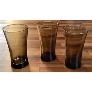 Set of 3 Linden Mocha by Anchor Hocking Tawny Brown 17 oz Flared Tumblers
